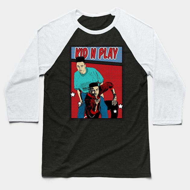 Kid N Play Pop Art Comic Style Baseball T-Shirt by Flasher